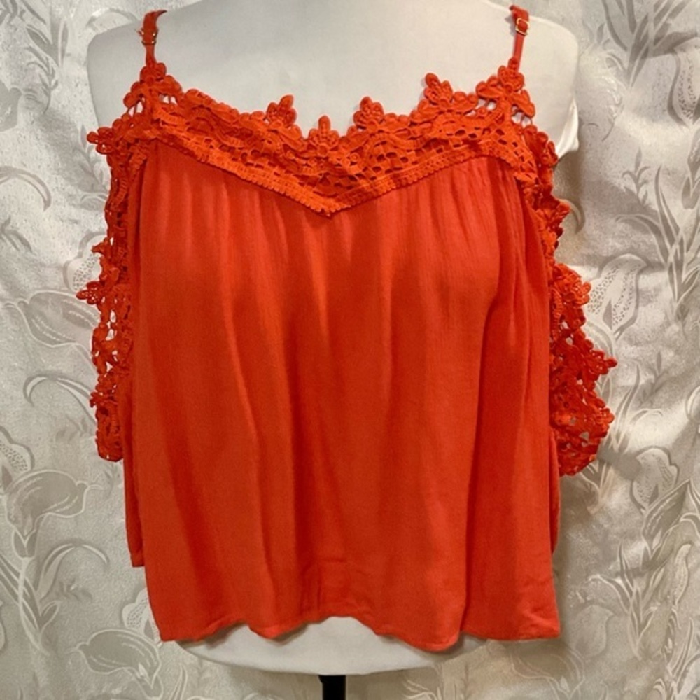 HWA Apparel Orange Cold Shoulder Top